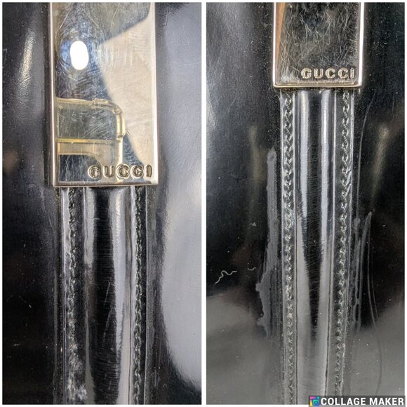 Gucci Enamel Handbag Auth Black Patent Leather Medium Women Made in Italy - Picture 9 of 12